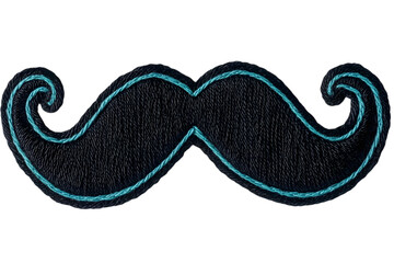 Elegant Glittering Blue Mustache Icon Isolated on Transparent Background