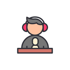 Live podcast colored icons, minimalist vector illustration ,simple transparent graphic element .Isolated on white background