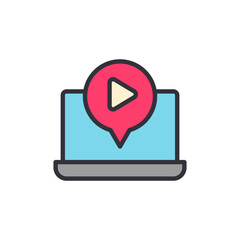 Live streaming colored icons, minimalist vector illustration ,simple transparent graphic element .Isolated on white background
