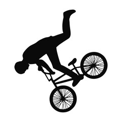 Obraz premium Silhouette of Freestyle Bmx. Vector Illustration on White Background.