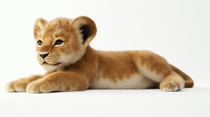 Adorable lion cub lying down (1)