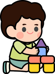 Group of Happy Kids Playing with Toys – Kindergarten Life Scene