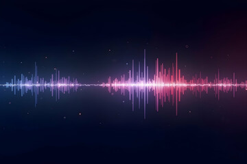 Abstract audio waveform visualization with pulsating light effects, dynamic sound wave representation for music production and hi tech multimedia projects