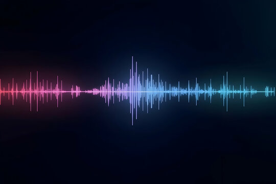 Abstract Audio Visualizer Waveform Animation Displaying Sound Bar Echo with Gradient Color Spectrum for Music Production and Technological Interface Design