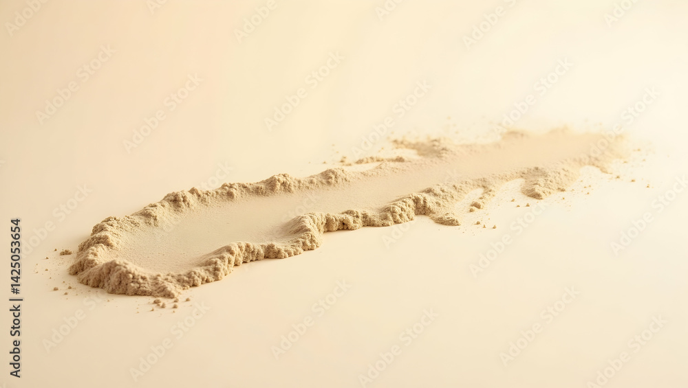 Poster abstract composition of light beige loose sand trail displaying delicate texture and subtle shadow p