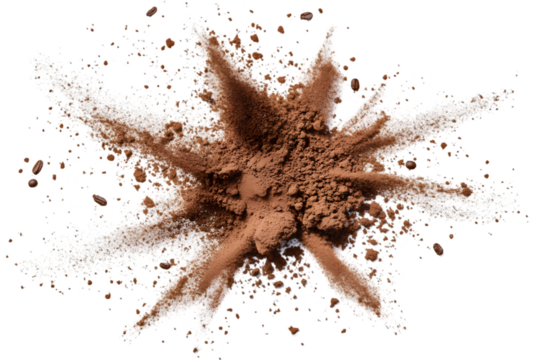 Exploding Brown Powder Abstract Illustration Isolated on Transparent Background