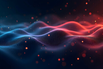 Fototapeta premium Abstract Data Visualization, Evolving Digital Soundwave Landscape Responding to Audio Frequencies for Dynamic Technological Innovation and Advanced Communication