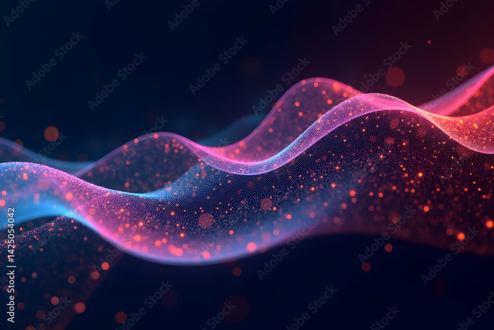 Aufkleber abstract digital soundwave spiral, mesmerizing waves of vibrant sound particles create a dynamic and