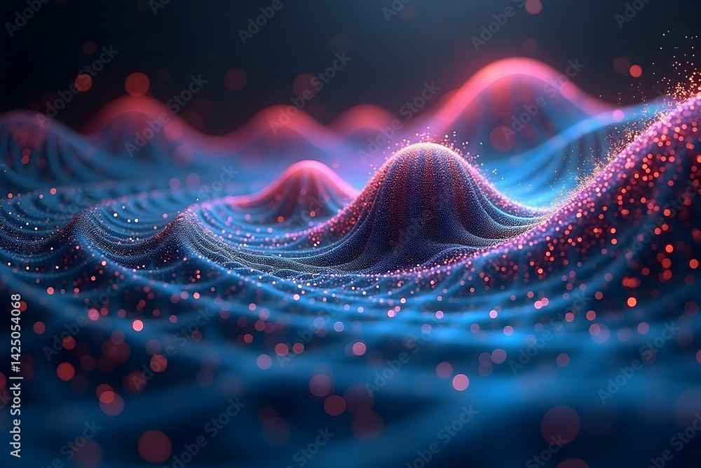 Poster abstract digital soundwaves creating a dynamic spiral, a fusion of technology and artistry represent