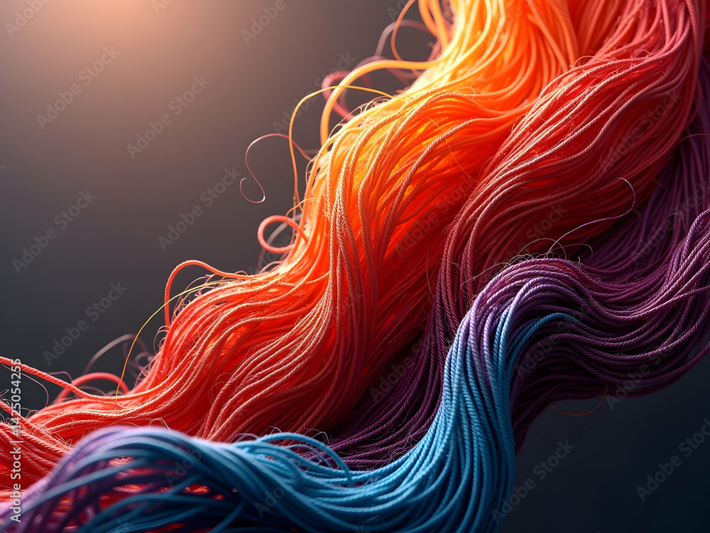 Poster abstract fabric threads in vibrant colors perfect for graphic blending and creative design projects 