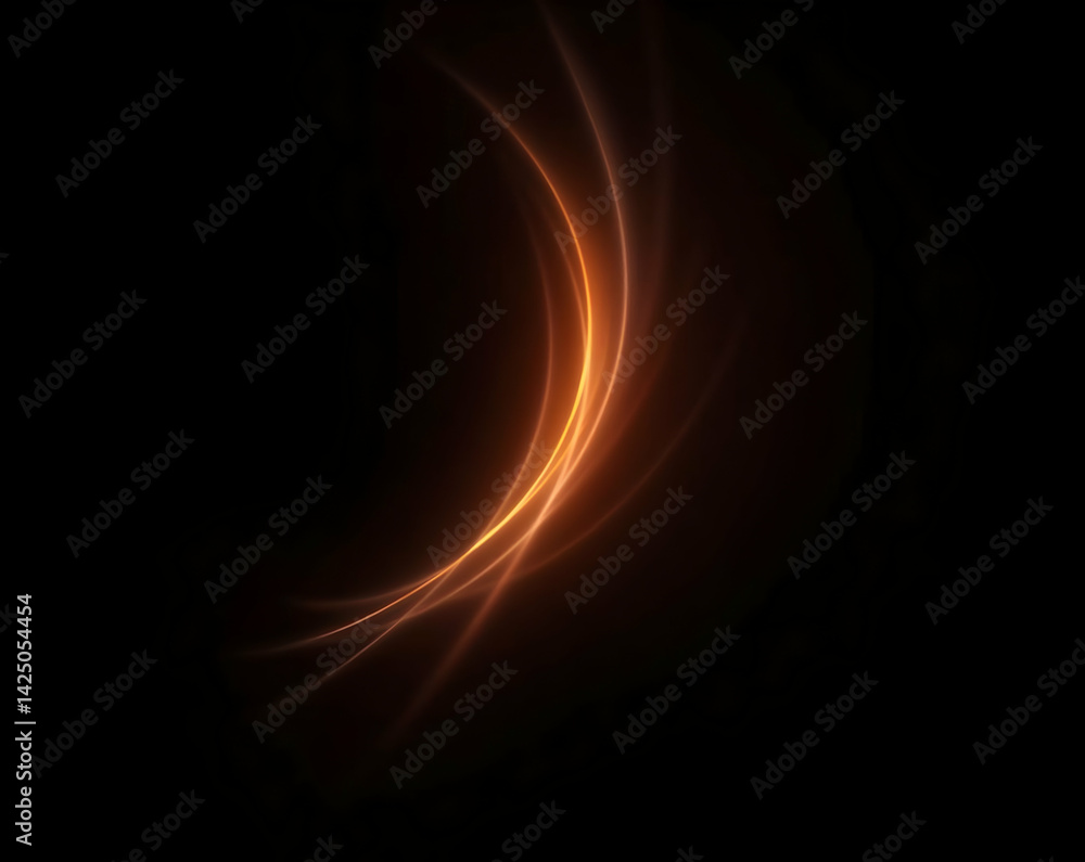 Poster abstract glowing arcs, dynamic curves of light in a modern composition suitable for technology and i