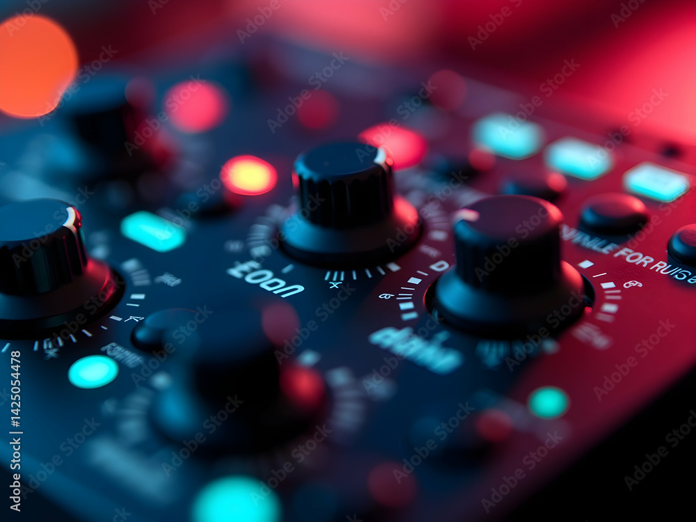 Aufkleber abstract glitch effect over music controller close-up, a vibrant display of sound engineering and mo