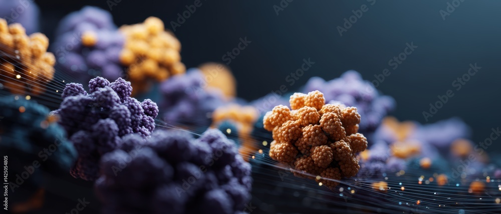 Aufkleber detailed close up of molecular structures with digital data streams abstract scientific visualizatio
