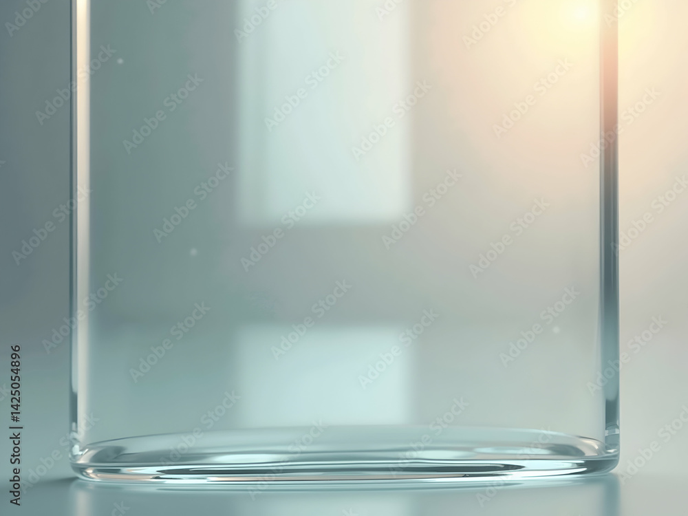 Poster abstract image featuring the interplay of light and reflection on clear glass, creating a subtle dis