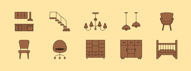Furniture and Interior icons set. Furniture and Interior vector icon concept. Simple vector line icon.
