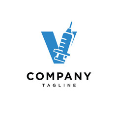 Fototapeta premium Letter V Syringe Logo Icon Vector