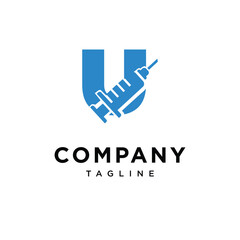 Fototapeta premium Letter U Syringe Logo Icon Vector