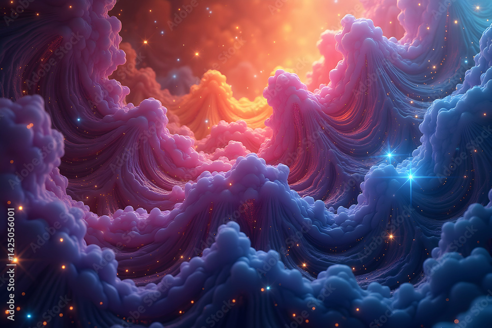 Aufkleber abstract psychedelic liquid texture with embedded stars creating a mesmerizing cosmic landscape feat