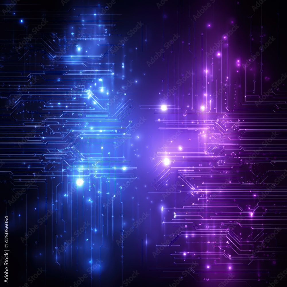Poster captivating abstract circuit board design tech landscape with digital network and colorful gradient 