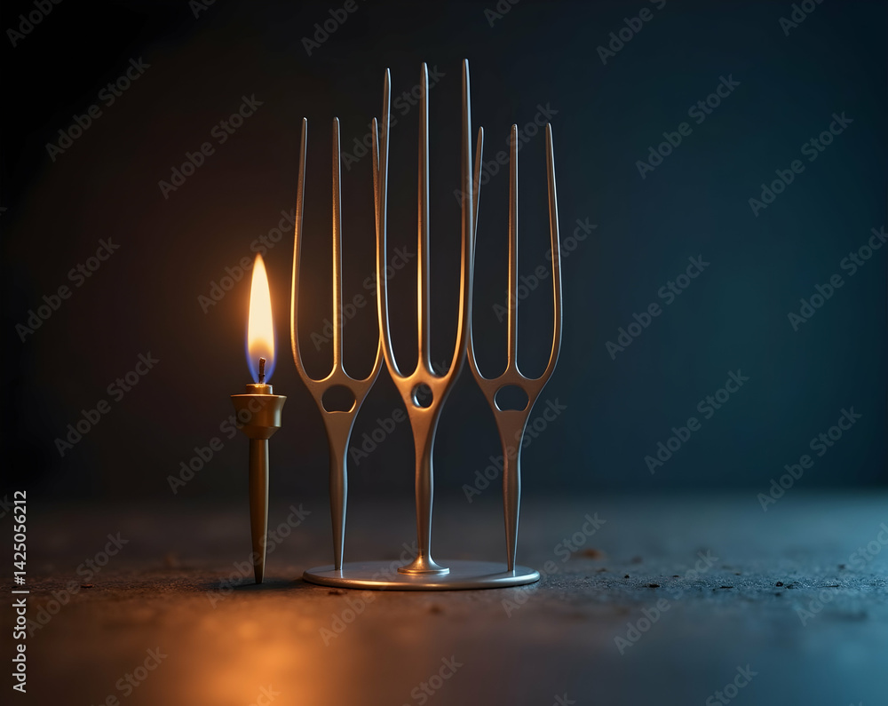 Poster abstract resonance, a conceptual image of vibrating tuning forks and emitting light, exploring harmo