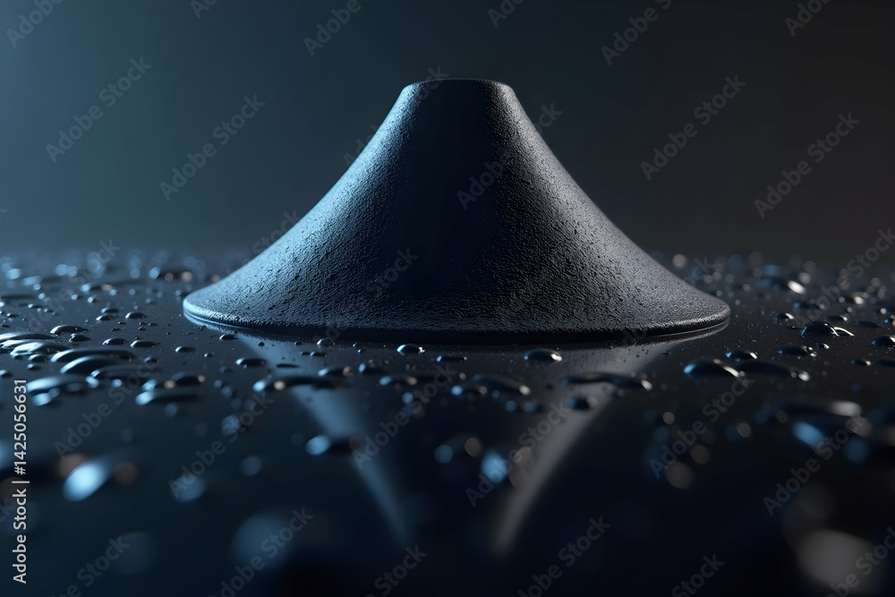 Aufkleber abstract speaker cone close-up with water droplets creating a mysterious and technological atmospher