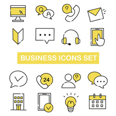 シンプルな手描き風お問い合わせアイコンセット －ビジネスイラストセット