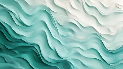 Teal White Abstract Wave Pattern.