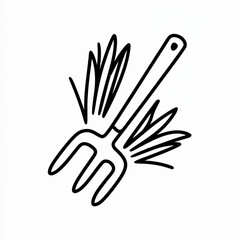 Obraz premium Black and white garden tool drawing for agriculture projects