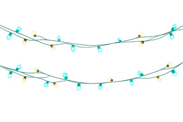 Naklejka premium Festive String Lights with Glowing Bulbs on a Transparent Background