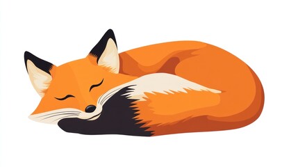 Obraz premium Cute sleeping fox illustration