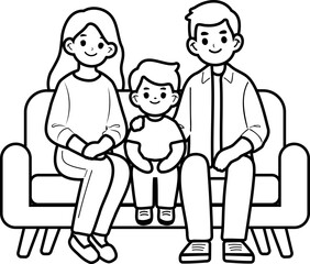 Family Photo with Parents and Children – Flat Style