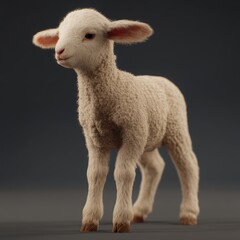 Obraz premium Charming Lamb Portrait on Dark Backdrop Cute Animal Soft Furry Texture Delicate Detail Pastoral Scene Digital Render