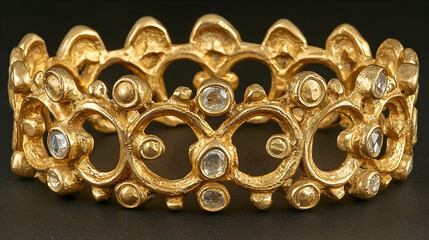 Gold and gemstone bracelet on black background, ideal for jewelry or fashion photography
