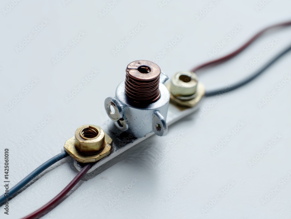 Poster electronic element closeup revealing intricate connections and metallic details macro studio shot on
