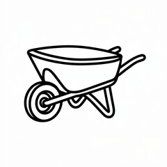 Wheelbarrow line drawing icon for gardening and farm equipment illustrations