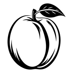 Elegant black and white sketch of a fresh and juicy apple
