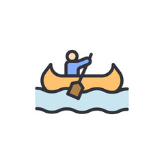 Canoeing colored icons, minimalist vector illustration ,simple transparent graphic element .Isolated on white background