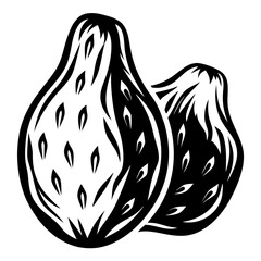 Abstract Black and White Drawing of Two Figs Close Together