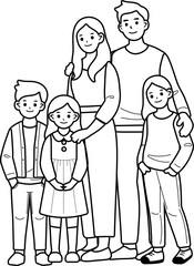 Family Photo with Parents and Children – Flat Style