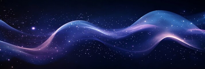 Elegant Wavy Starry Space Background with Nebula for Cosmic Design