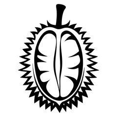 Stylized Durian Fruit Depicted in Black and White with Artistic Flair