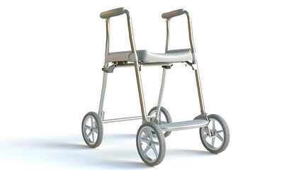 lightweight walker with wheels designed for mobility support, featuring sturdy frame and comfortable handles