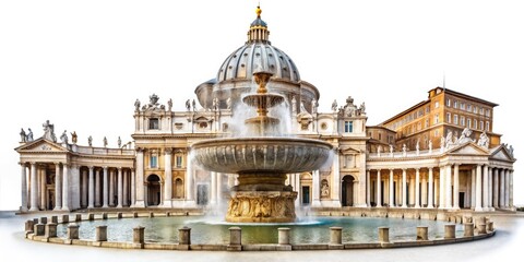 Obraz premium Vintage Rome Fountain Saint Peter's Square Photography, Old Photo, Roman Fountain, Historical Architecture, Italy Travel