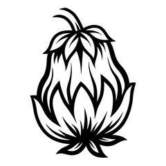 Stylized black and white floral art nouveau design with overlapping petals