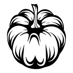 Elegant Monochrome Pumpkin Illustration for Autumnal Decor and Seasonal Designs