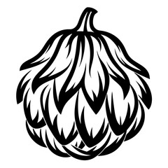 Monochrome Vector Illustration of a Stylized Artichoke with Bold Black Lines