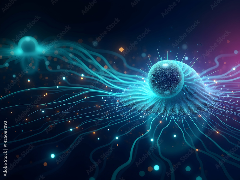 Aufkleber captivating futuristic representation showcasing intricate connections and glowing spheres, symboliz