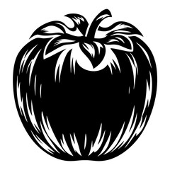 Stylized Apple Illustration with Strong Contrast and Bold Design Elements