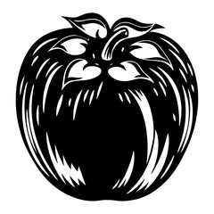 Obraz premium Monochrome apple illustration with leaf accents, artistic design, minimalist style