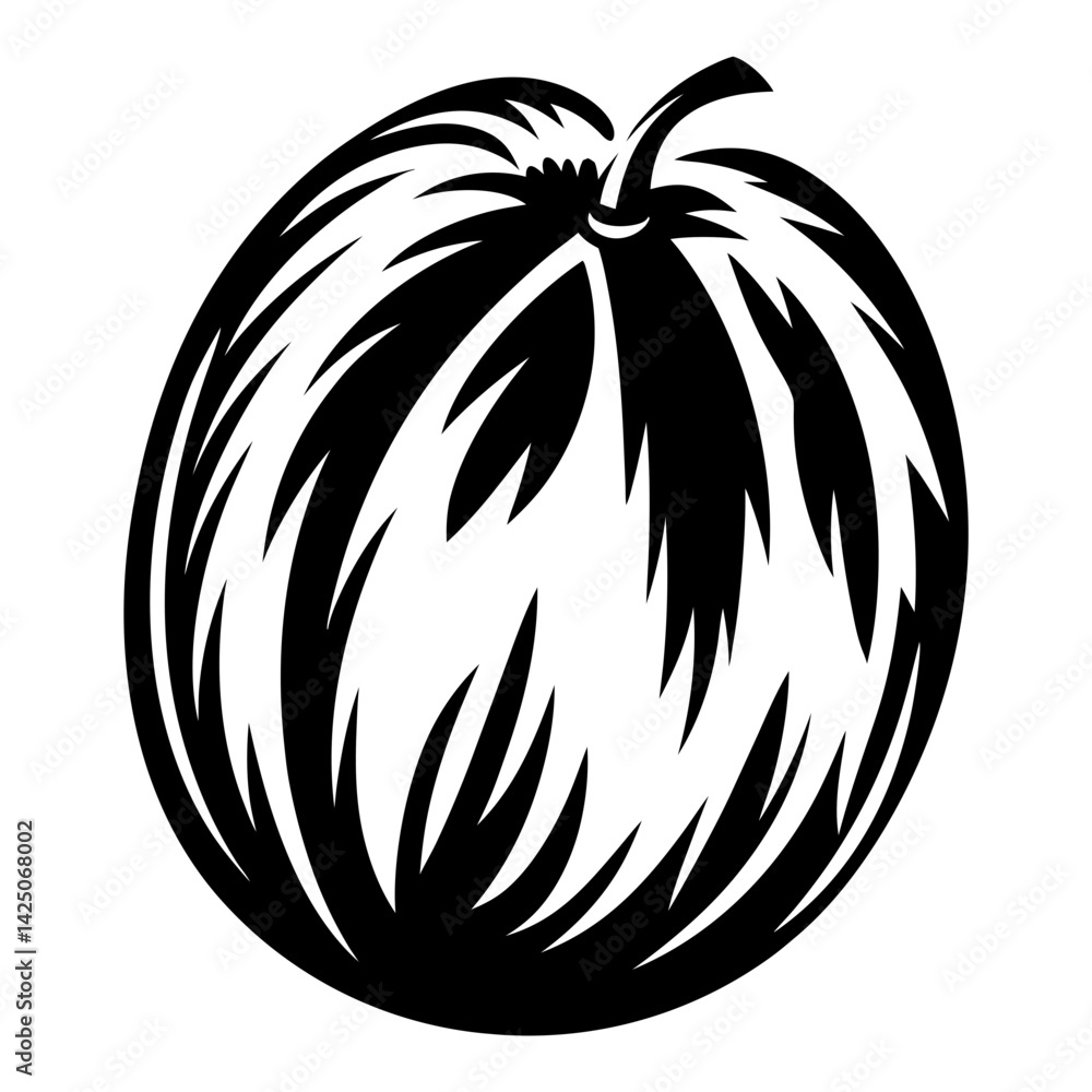 Poster abstract black and white fruit image with radial linear pattern design